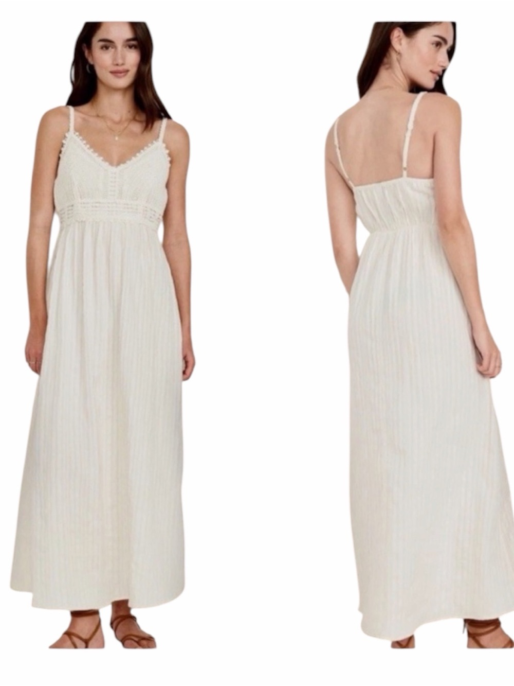 Old Navy Cream Lightweight Sundress with Crochet Detail
